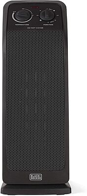 BLACK+DECKER Space Heater with Adjustable Thermostat, Ceramic Tower Heater, Portable Heater & Tower Fan with 3 Settings, Oscillating Electric Heater for Larger Rooms