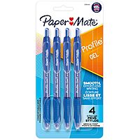 Paper Mate Profile Retractable Gel Pen, 0.7mm Medium Point, Blue Ink, 4 Count 1 Count (Pack of 1)