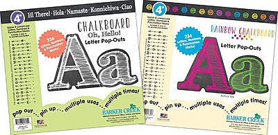 Barker Creek 468-Piece Chalk Letter Pop-Out Set, Includes Two Packages of Letters - 234 Pieces Black and White and 234 Pieces Rainbow Chalkboard Letters, Classrooms, Offices, Presentations (3508)