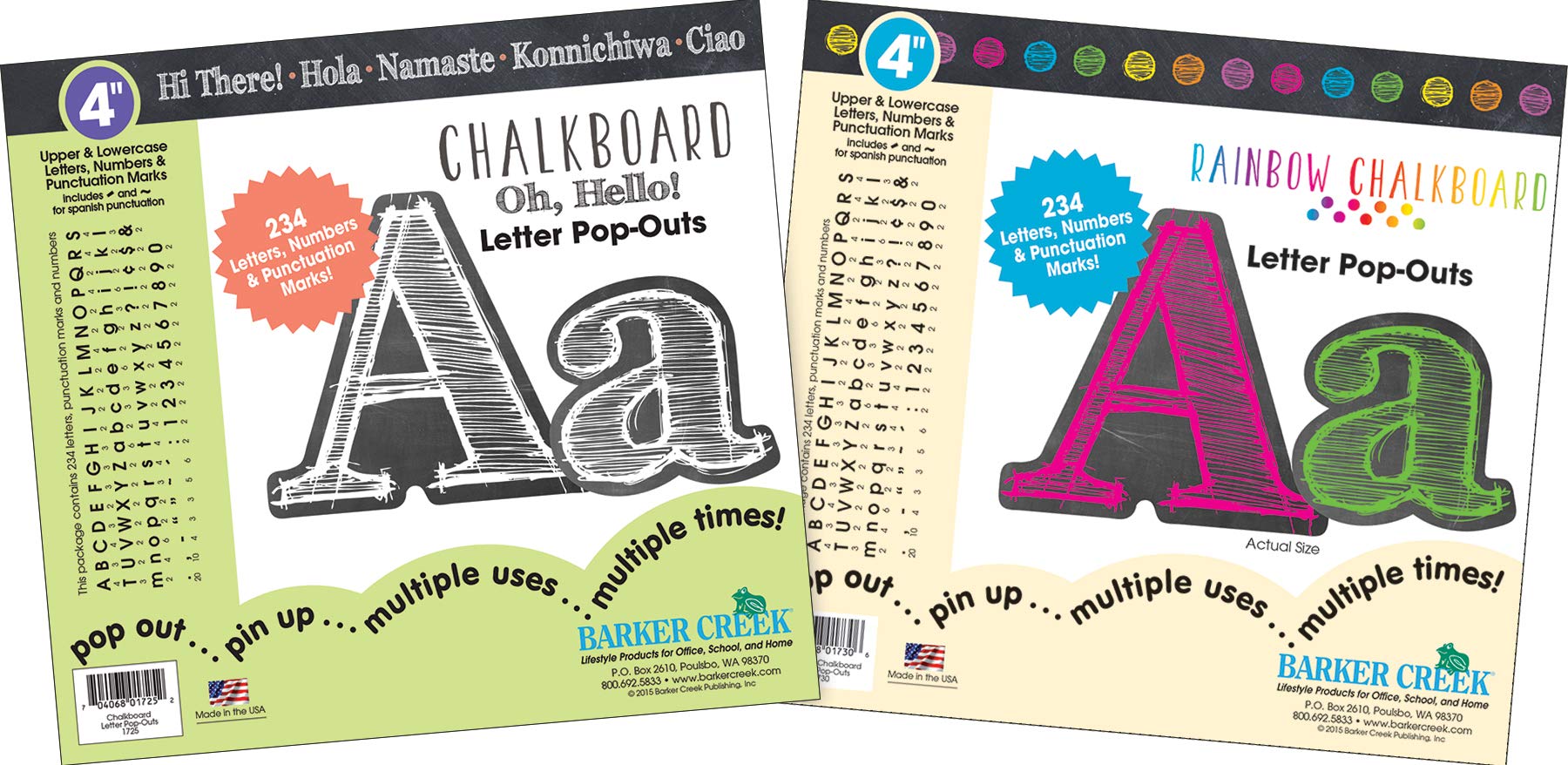 Barker Creek 468-Piece Chalk Letter Pop-Out Set, Includes Two Packages of Letters