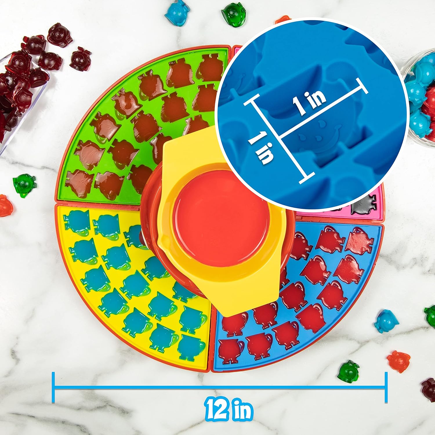 Nostalgia KAGCM200RD Gummy Candy Making Kit-Silicone Kool-Aid Man Shaped Molds Heated Base and Melting Pot Included-Family Friendly, Medium, Red