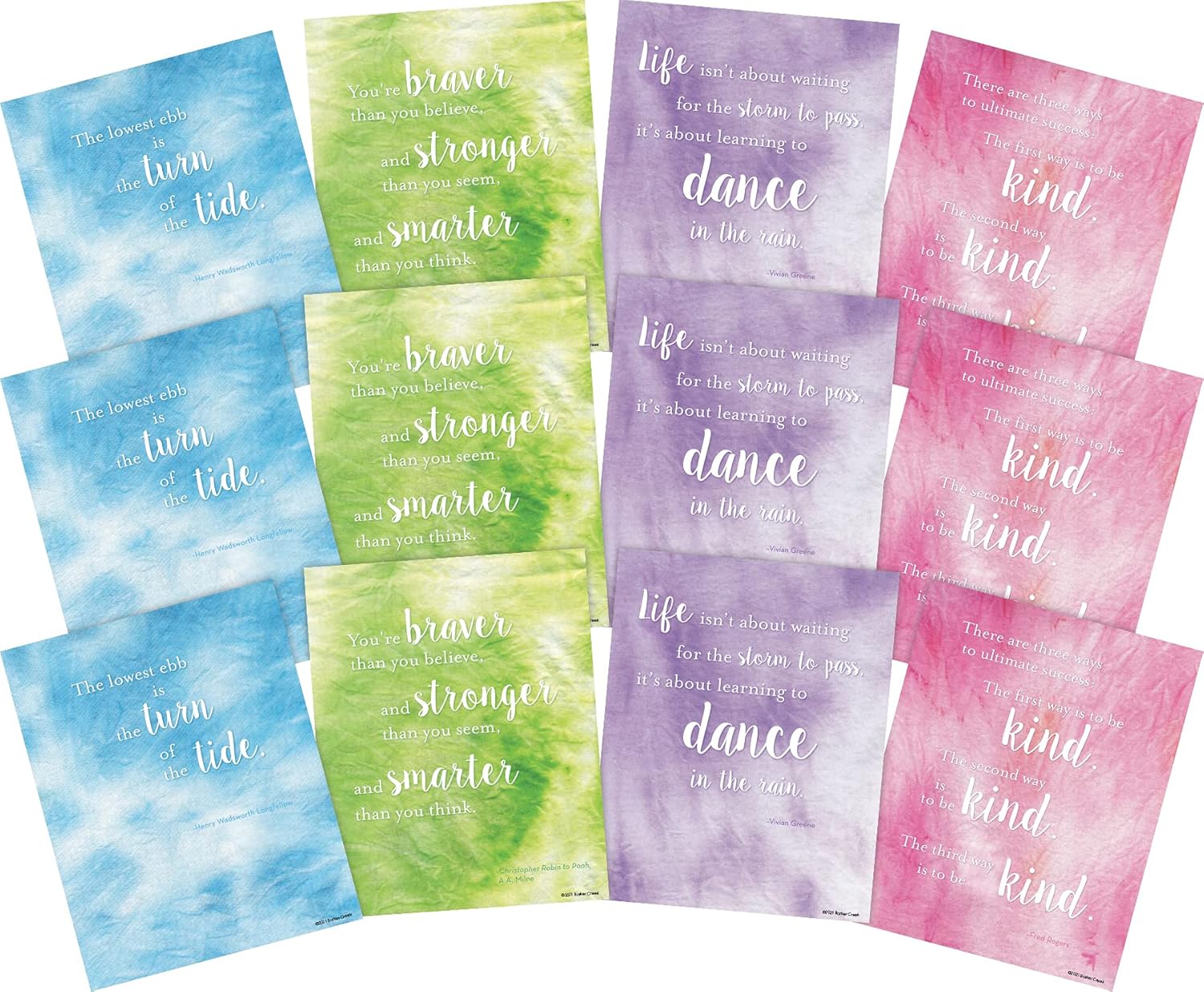 BARKER CREEK Art Prints Set of 12, Dancing in the Rain, Set of Inspirational Art Prints from Tie-Dye and Ombré Collection