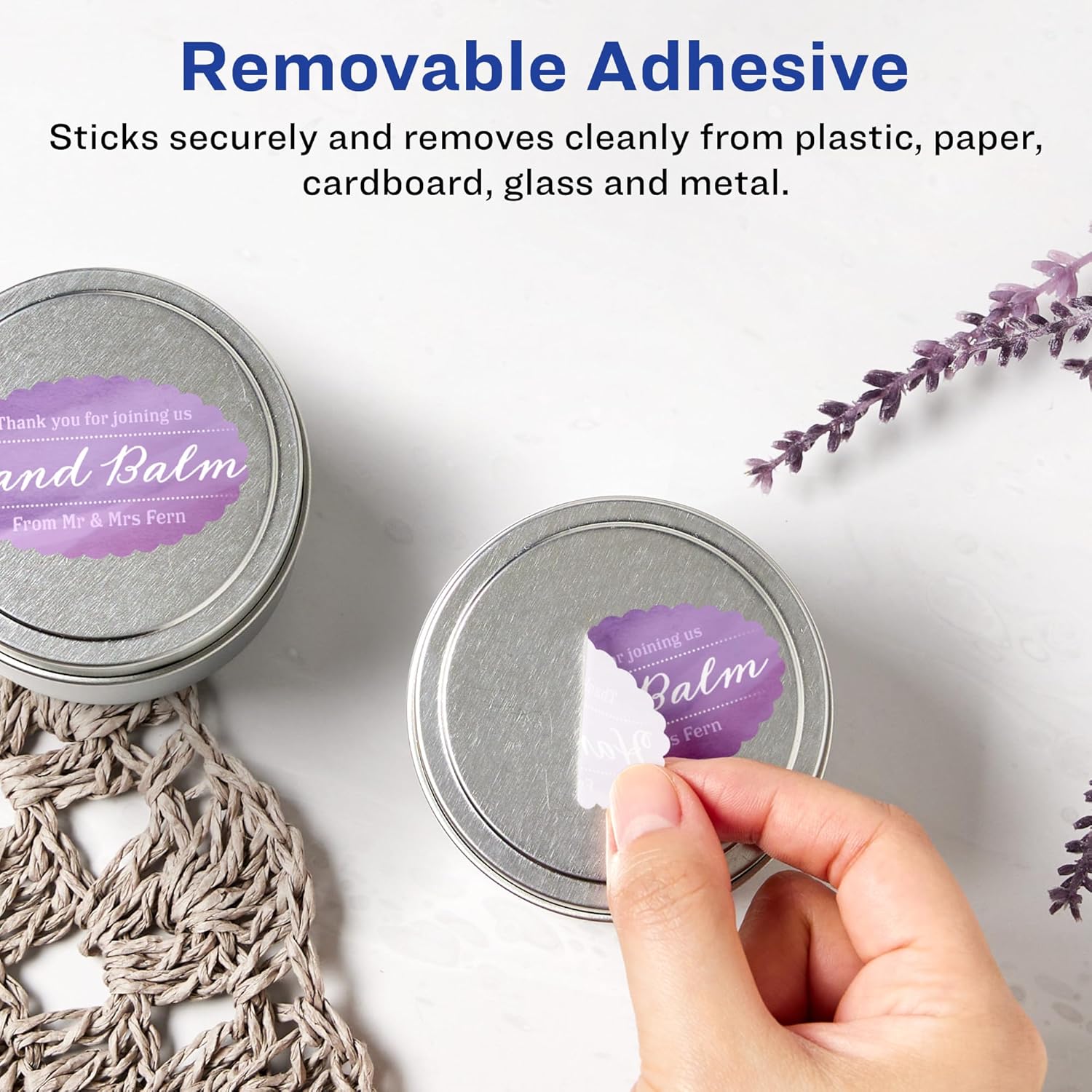 AVERY Matte White Removable Oval Scalloped Labels, Sure Feed Technology, Print-to-The-Edge, 2" x 3"