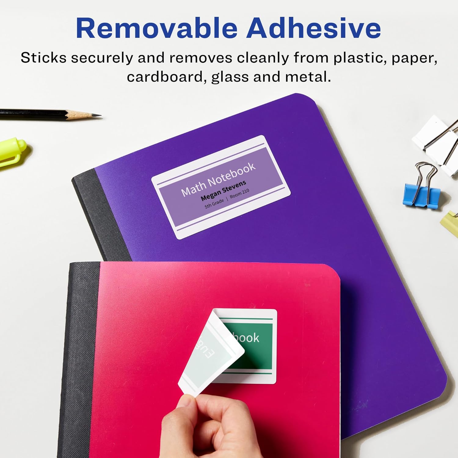 Avery Matte White Removable Rectangle Labels, Sure Feed Technology, 2" x 4"