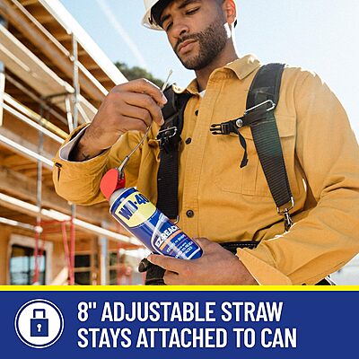 WD-40 Multi-Use Product Featuring an 8-inch Flexible Straw EZ-Reach to Help You Get to Hard to Reach Spaces to Save Time on Jobs, for Lubricating, Penetrating & Preventing Rust, 14.4 oz Spray Can