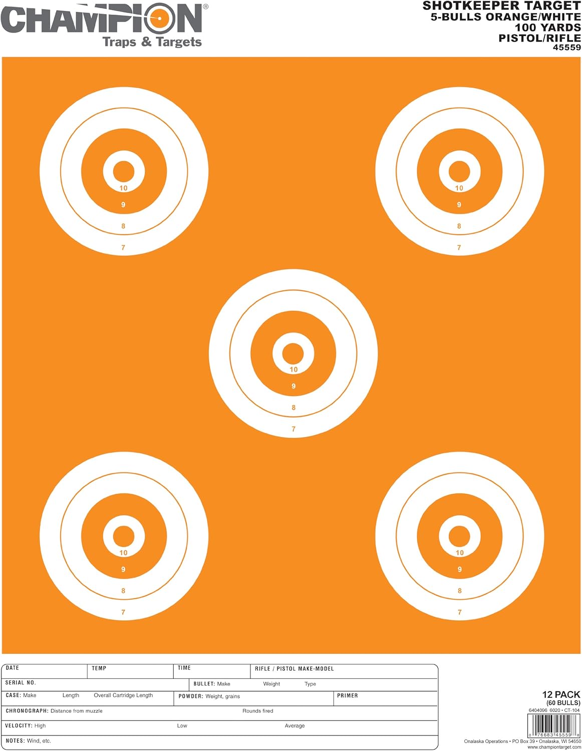 CHAMPION ShotKeeper 5-Bulls Paper Targets