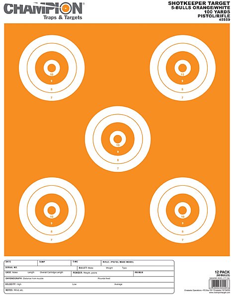 CHAMPION ShotKeeper 5-Bulls Paper Targets