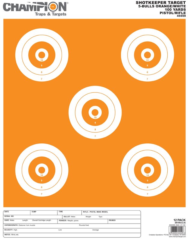 CHAMPION ShotKeeper 5-Bulls Paper Targets