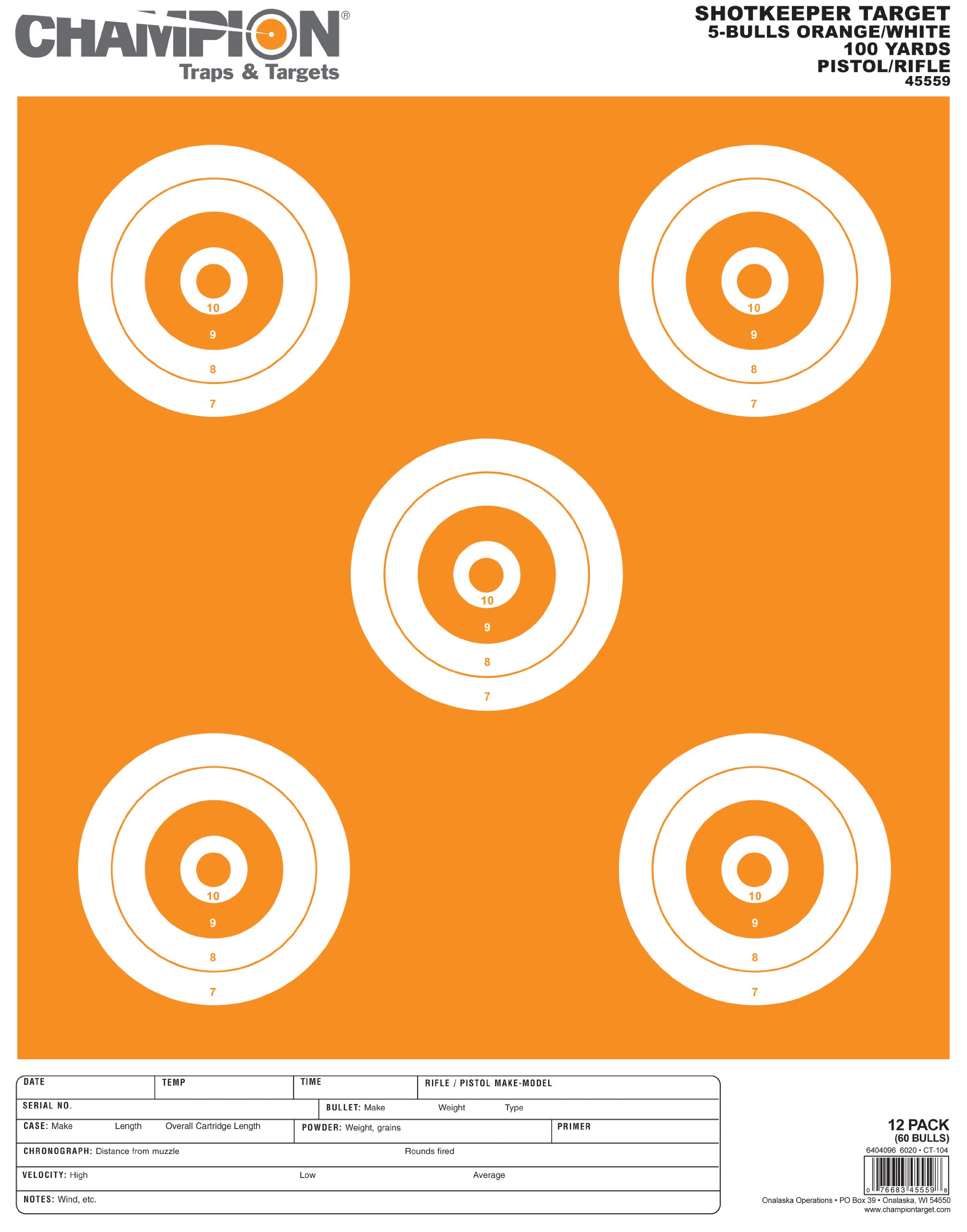 CHAMPION ShotKeeper 5-Bulls Paper Targets