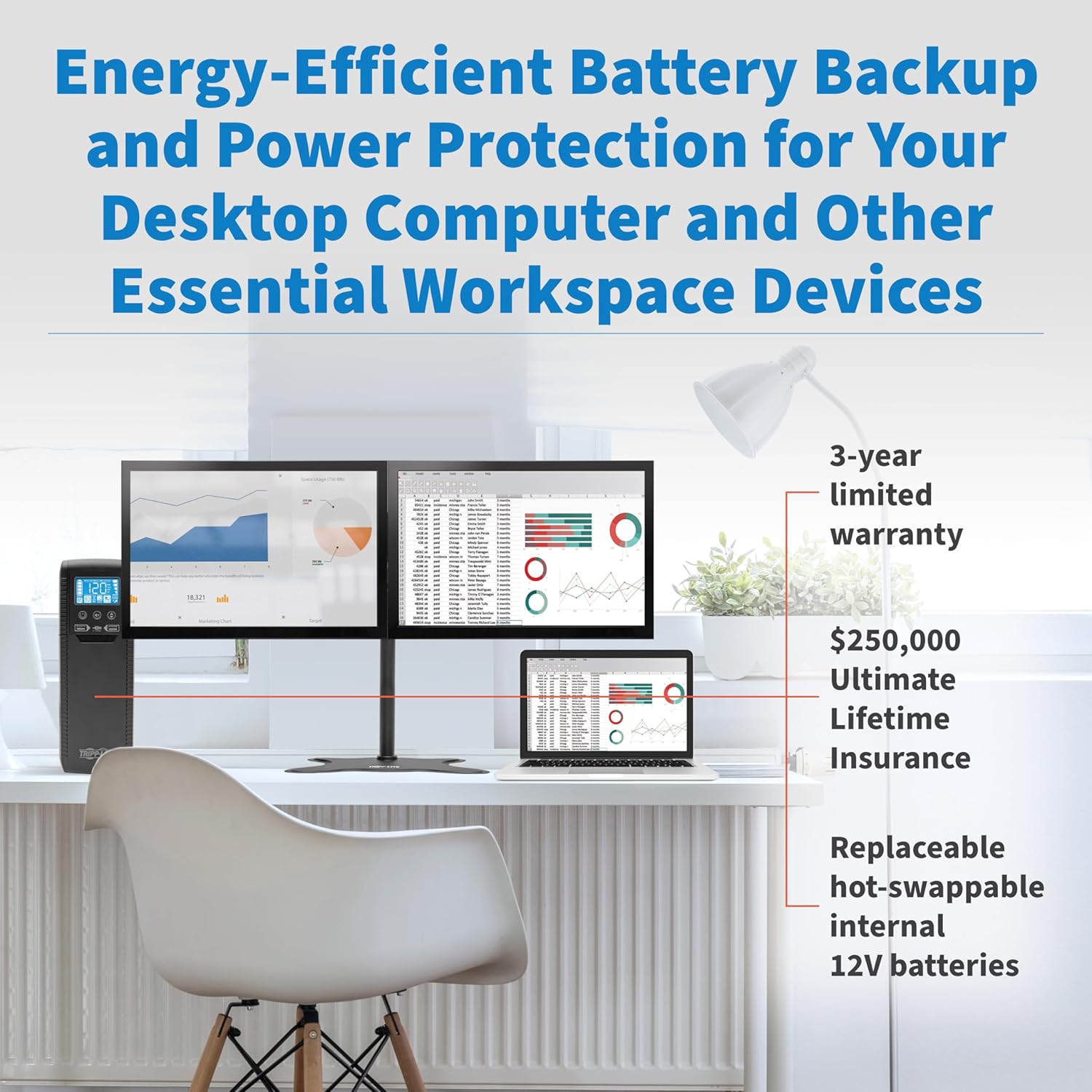 Tripp Lite ECO Series UPS Battery Backup Surge Protector