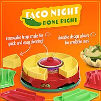 Nostalgia Taco Tuesday Heated Lazy Susan Taco Bar Serving Set for a Party with 4 Tortilla Holders, Fondue Pot for Burritos