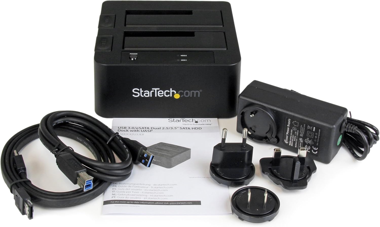 StarTech.com Dual-Bay USB 3.0 / eSATA to SATA Hard Drive Docking Station, External 2.5/3.5" SATA I/II/III