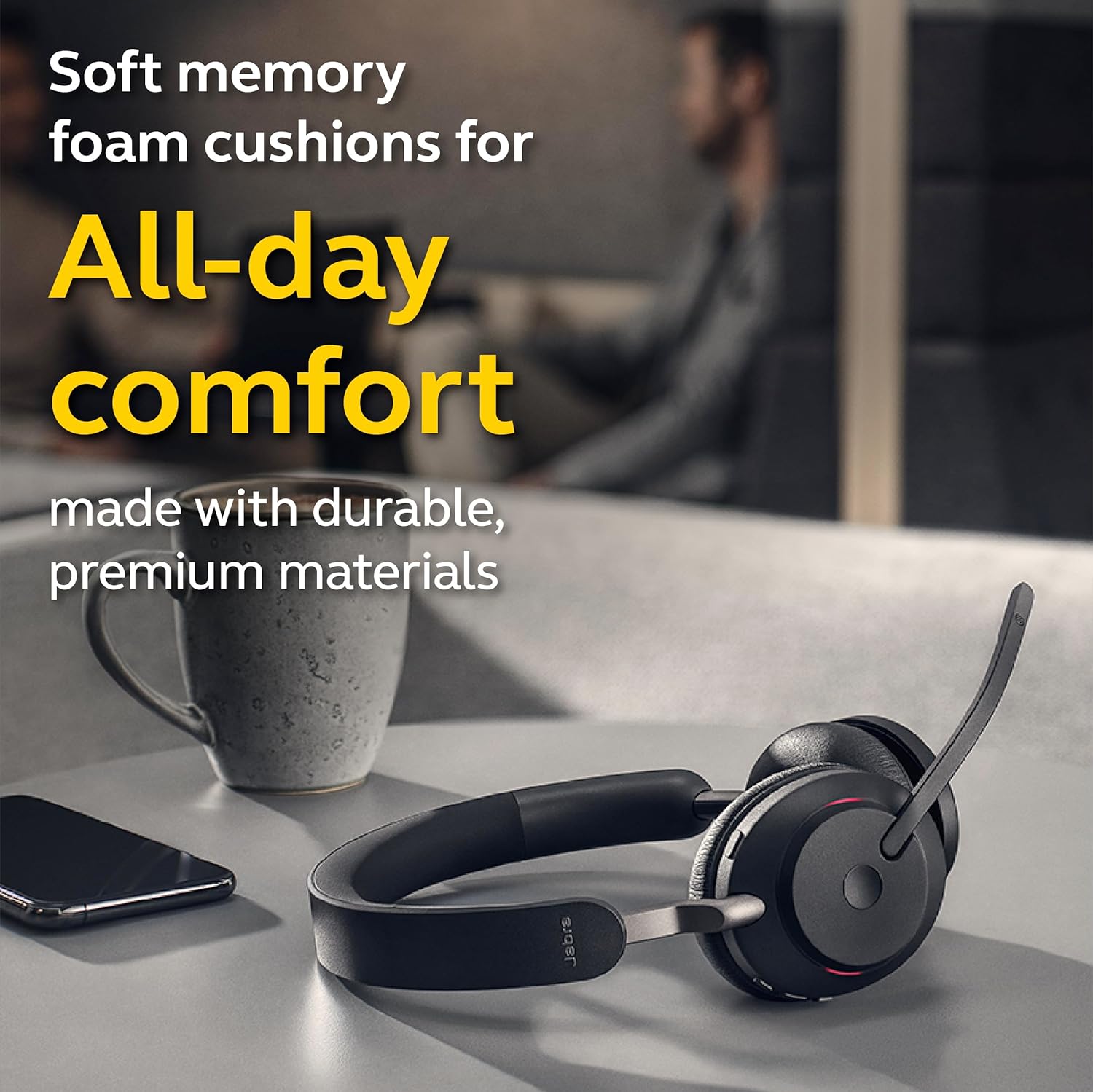 Jabra Evolve2 65 Wireless Headset On-Ear Bluetooth Headphones for Calls and Music