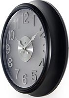 Infinity Instrument 15 Inch The Onyx Modern Contemporary Sleek Indoor Round Non-Ticking Silent Battery Operated Easy to Read Wall Clock for Living Room, Bedroom, Kitchen, Home Office, Black and Silver