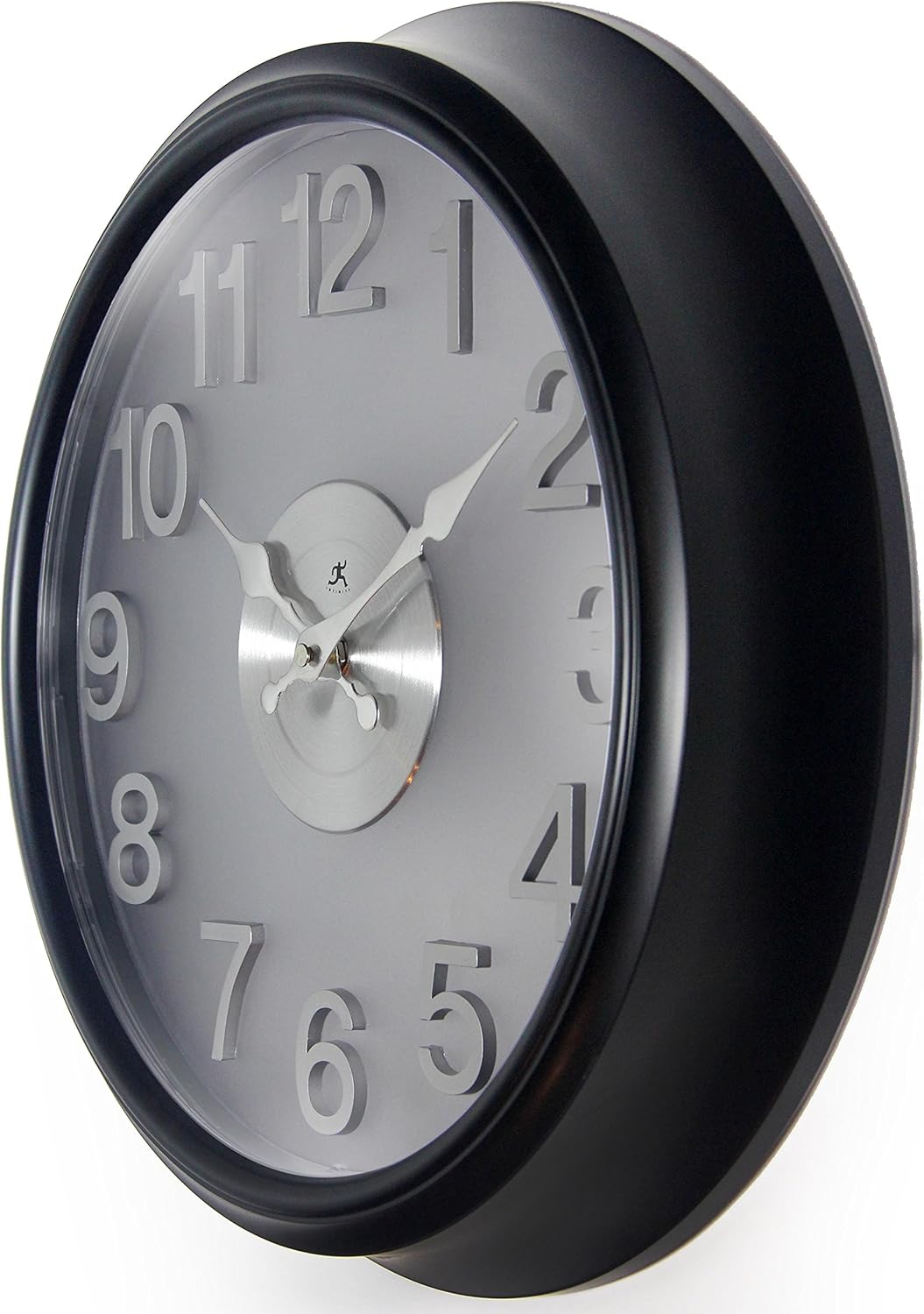 Infinity Instrument 15 Inch The Onyx Modern Contemporary Sleek Indoor Round Non-Ticking Silent Battery Operated Easy to Read