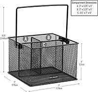 Mind Reader Utensil Holder, Silverware and Napkin Caddy, Outdoor Utensil Organizer, Metal Mesh, 7"L x 7"W x 5"H, Set of 2