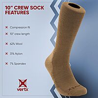 Vertx VaporCore Mens 10" Crew Socks Merino Wool Moisture-Wicking Tactical