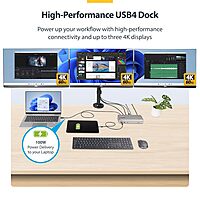 StarTech.com USB-C Docking Station (USB4), Triple 4K 60Hz Monitors, Up to 100W Laptop Charging, 2.5GbE, Driverless