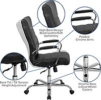 Flash Furniture Whitney Swivel LeatherSoft Desk Chair with Padded Seat and Armrests