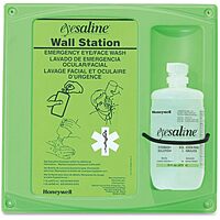 Honeywell 16 oz. (473 ml) Single Bottle Trilingual Sterile Saline Eye Wash Wall Station (Includes Full Bottle and Eye Wash