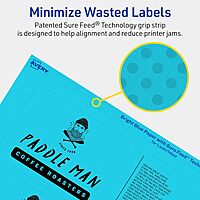 Avery Printable Rectangle Labels, Sure Feed Technology, 3" x 7", Bright Blue Labels, Print-to-The-Edge, Laser/Inkjet Printable, 30 Total, Great for Candles and Jars 30 labels