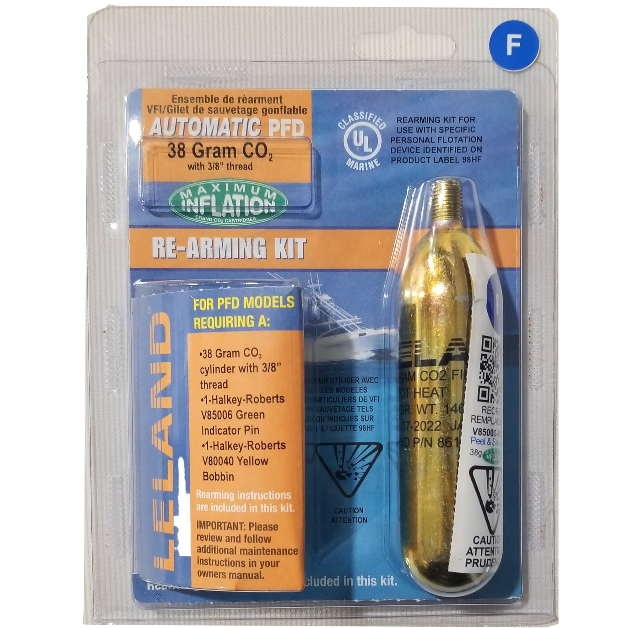 Leland Maximum Inflation V85000-86121Z 38-Gram Inflatable Life Vest Rearming Kit for V85000 Series - Auto