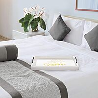 Elegant Designs Decorative Wood Serving Tray w/Handles