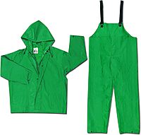 MCR Safety 3882X2 Dominator PVC/Polyester 2-Piece Rainsuit with Attached Drawstring Hood, Green, 2X-Large