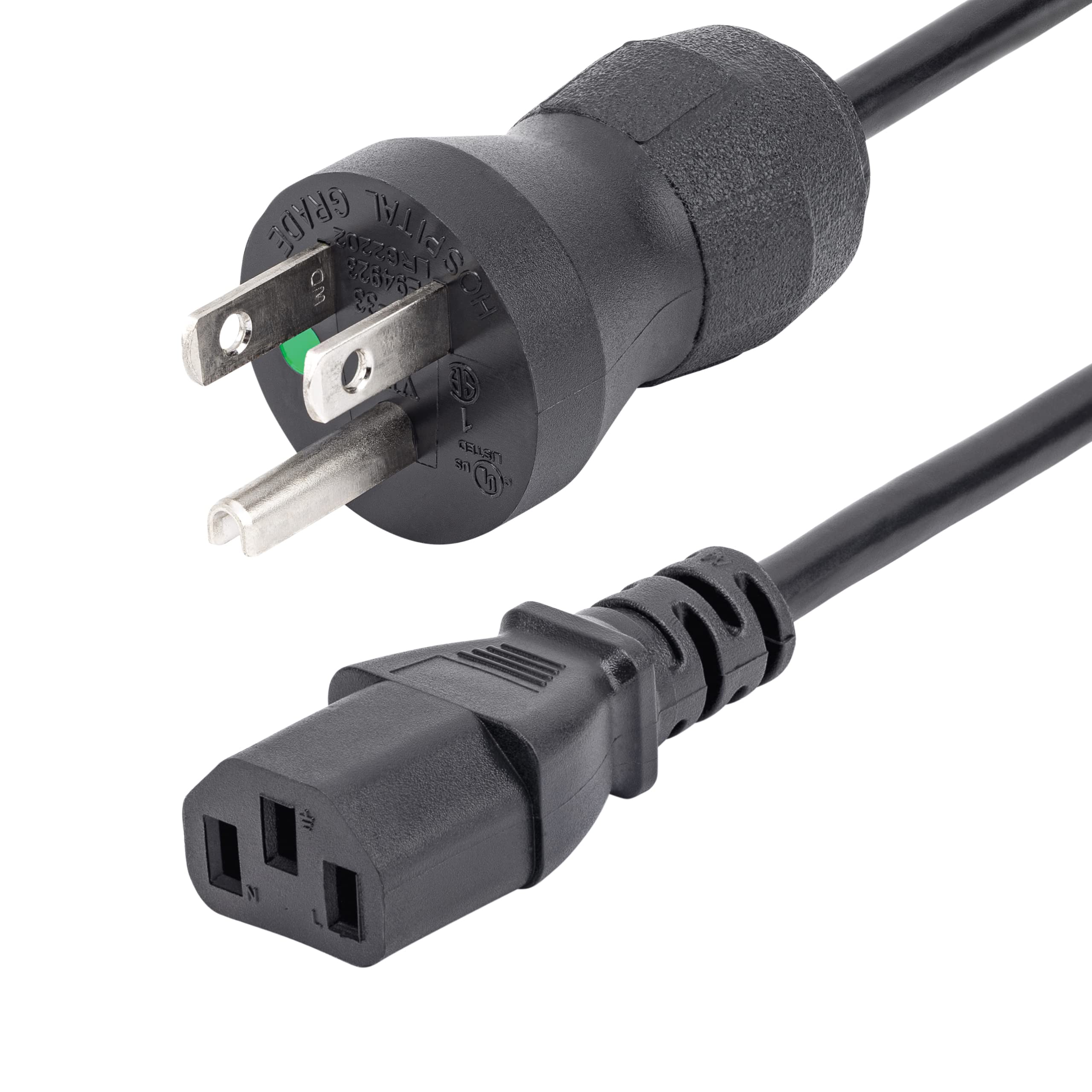 StarTech.com Green Dot Hospital-Grade Power Cords and Extension Cords (NEMA 5-15P to C13 / 5-15R)