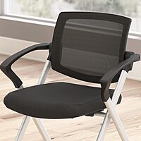 Bush Business Furniture Folding Chairs with Arms - Set of 2, Commercial-Grade Guest Mesh Back Seating for Office, Banquet