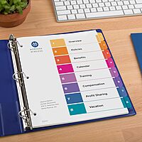 Avery Ready Index Dividers for 3 Ring Binders, Letter-Size, Multicolor, Printable Table of Contents