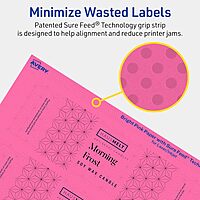 Avery Printable Rectangle Labels, Sure Feed Technology, 2\" x 7\", Bright Pink, Print-to-The-Edge, Laser/Inkjet Printable