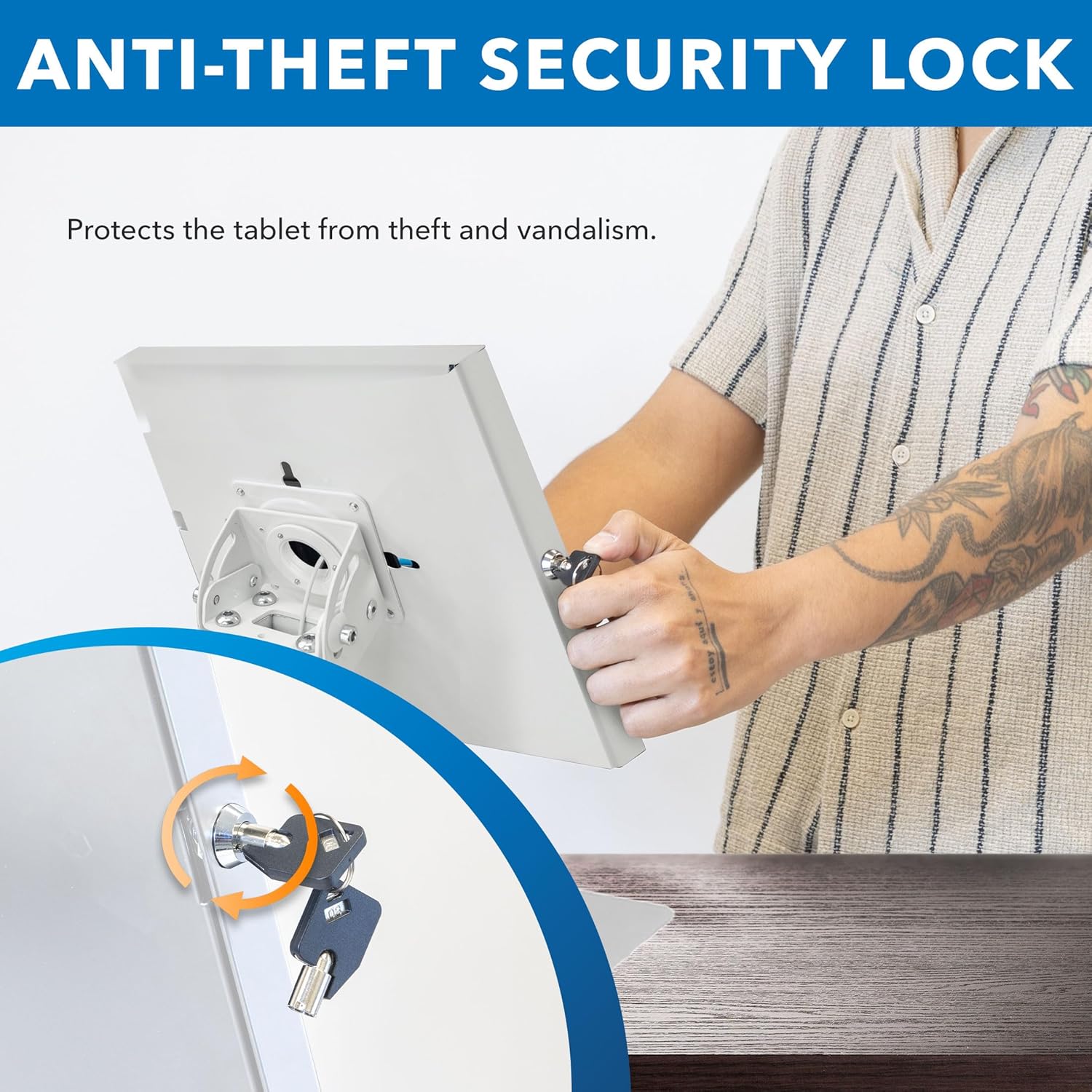 Mount-It! Anti-Theft Tablet Kiosk, Locking Countertop Tablet Enclosure with Freestanding Base - Pro, iPad Air