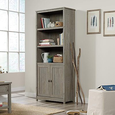 SAUDER Cottage Road 72in Library Bookcase with Doors and Adjustable Shelves
