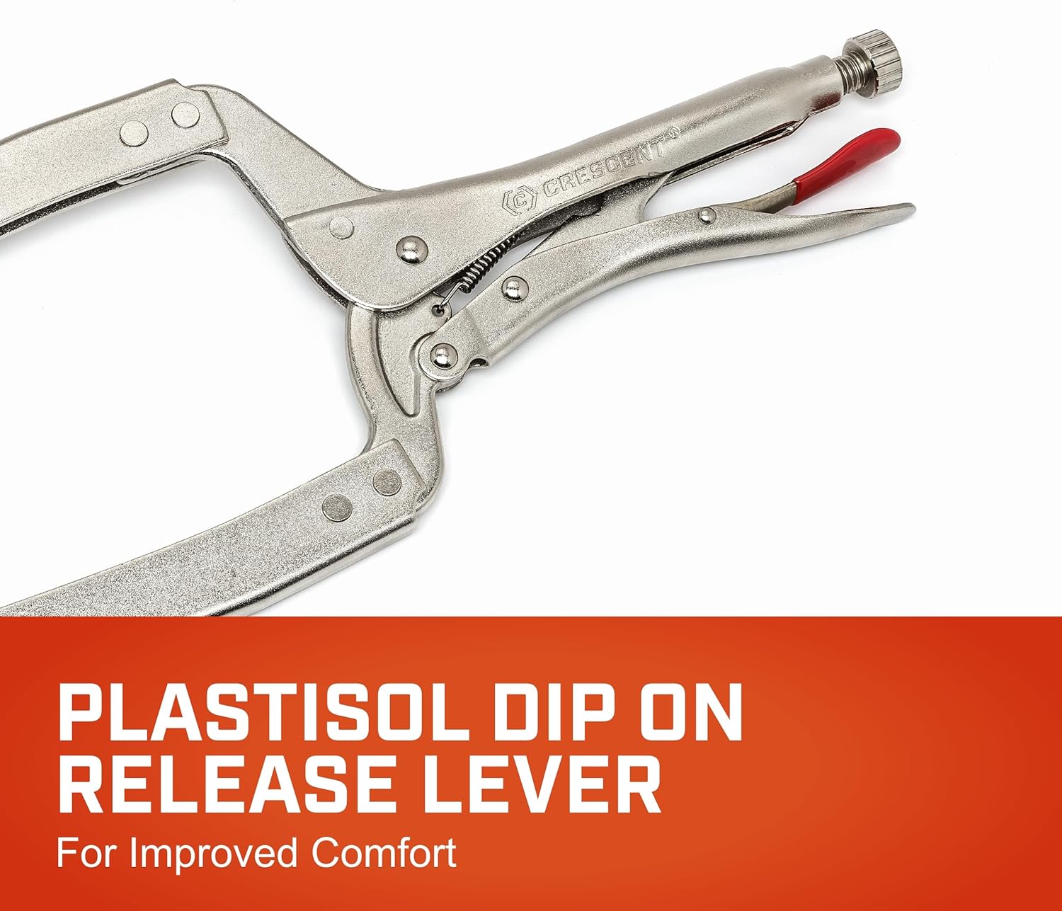 Crescent Locking C-Clamp - Heavy-Duty, Adjustable Metal Clamp with Compound Action & Hex Key Receiver - C18CCSN - 18", Red