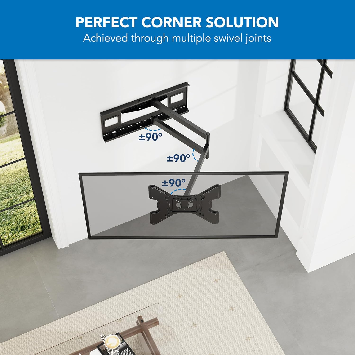 Mount-It! Long Arm TV Wall Mount, 40" Extra Long Reach Extension, Full Motion Extended Corner TV Mount