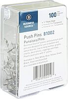 Business Source 1/2" Head Push Pins, Clear - Box of 100