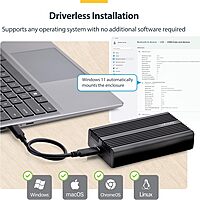 StarTech.com USB4 M.2 NVMe Enclosure, 40Gbps, External USB-C/Thunderbolt NVMe SSD Enclosure, Aluminum Heatsink Case