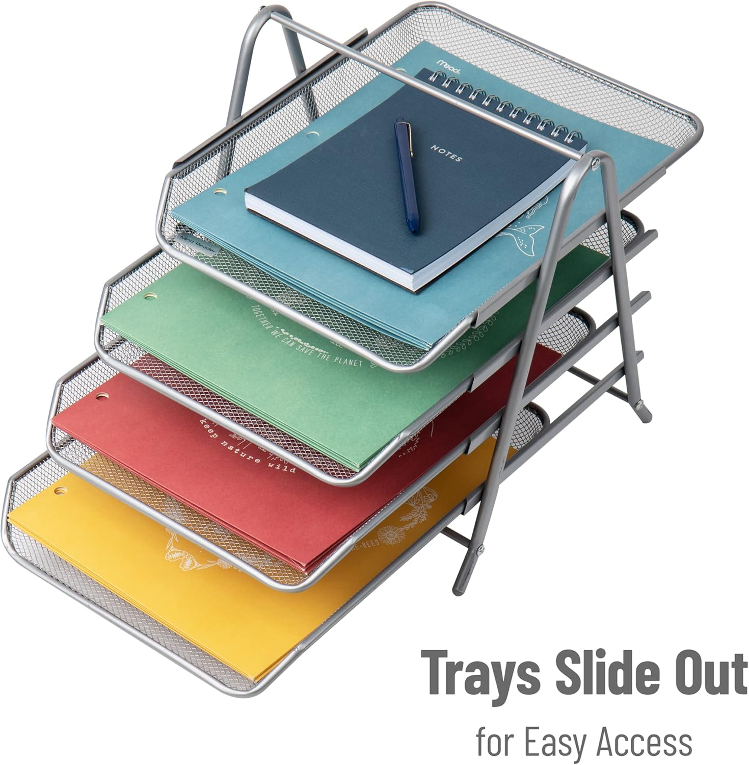 MIND READER 4-Tier Metal Mesh Paper Tray Desktop Organizer