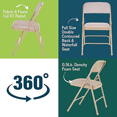 NATIONAL PUBLIC SEATING 2200 Series Steel Frame Upholstered Folding Chair (Carton of 4)