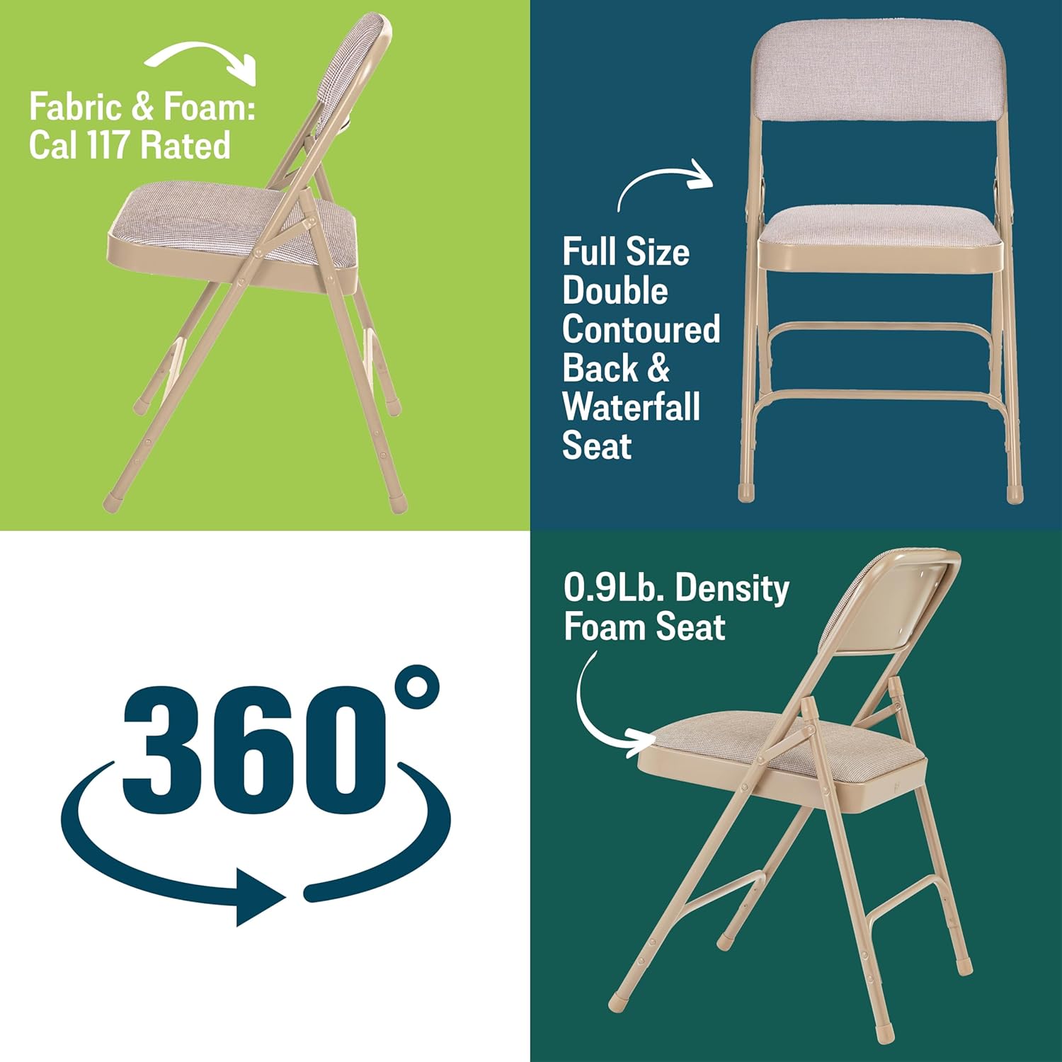NATIONAL PUBLIC SEATING 2200 Series Steel Frame Upholstered Folding Chair (Carton of 4)