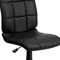Flash Furniture Clayton Mid-Back Tufted Vinyl Upholstered Swivel Desk Chair with Padded Seat, Modern Adjustable Height Padded Office Chair, Black