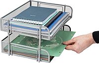 MIND READER Stackable Paper Tray Desktop Organizer, Metal Mesh