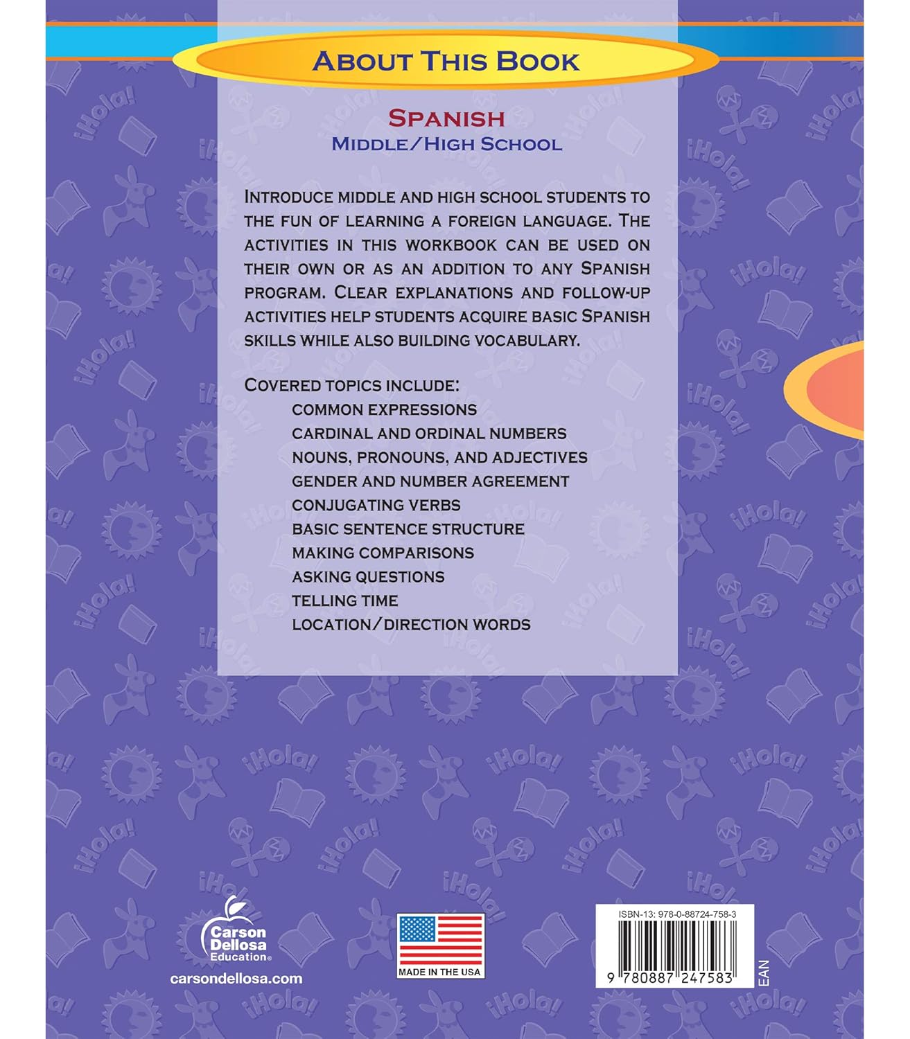 Carson Dellosa Skills for Success, Spanish Workbook for Middle School and High School Students