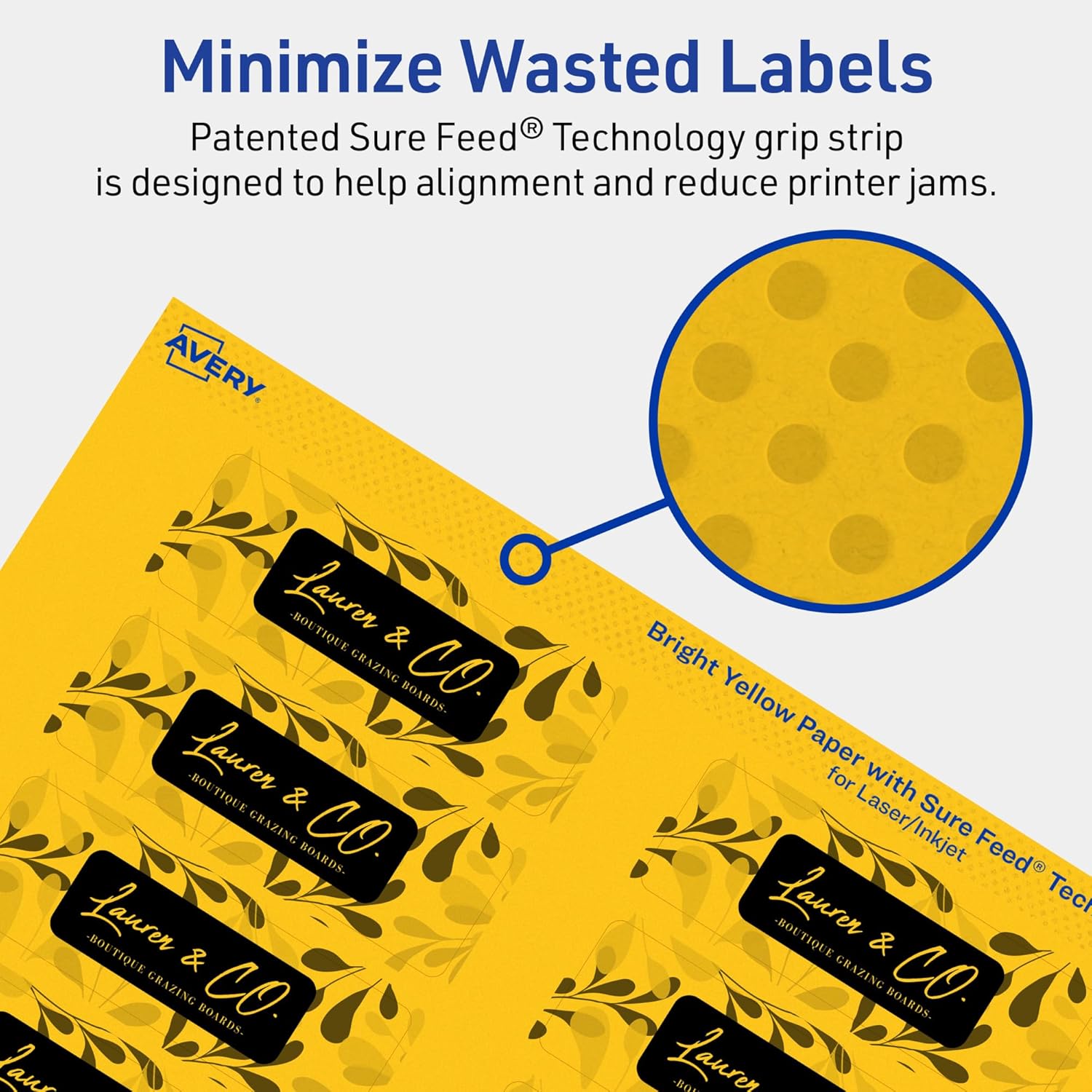 AVERY Printable Rectangle Labels, Sure Feed Technology, 1" x 3", Bright Yellow, Print-to-the-Edge
