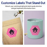 Avery Printable Hexagon Labels, Sure Feed Technology, 2-1/2" x 2-57/64", Bright Pink Labels, Print-to-The-Edge