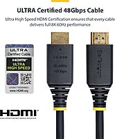 StarTech.com 50cm (1.6ft) Certified Ultra High Speed HDMI Cable, 8K 60Hz/4K 120Hz, HDMI 2.1 Cord with HDR10+ / eARC, 48Gbps