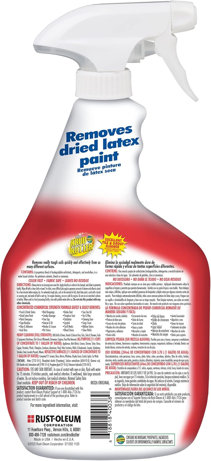 Krud Kutter KK326 Original Concentrated Cleaner/Degreaser Stain Remover Spray, 32 oz 32 Fl Oz (Pack of 1) Spray