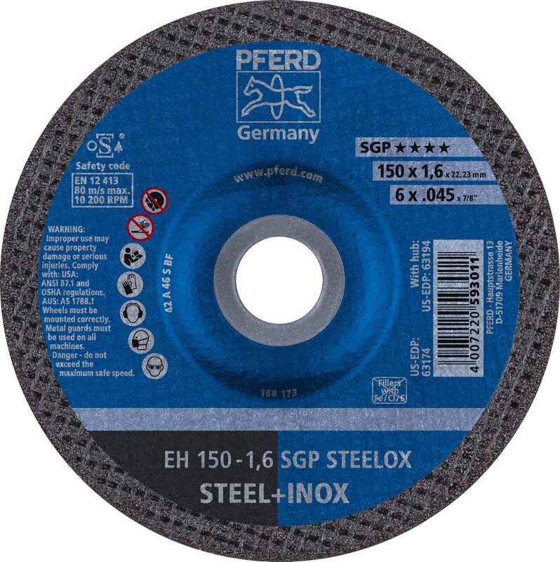 PFERD 63174 6" x .045" Cut-Off Wheel, 7/8" AH A 46 S SGP-INOX - Type 27 (25pk)
