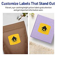 Avery Printable Arched Square Labels with Sure Feed Technology, 2" x 2-3/16", Bright Yellow, Print-to-the-Edge, Laser/Inkjet